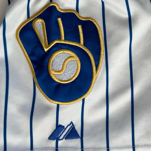Vtg Majestic Milwaukee Brewers Zack Greinke #13 Men’s White Pinstripe Jersey 52 - Picture 6 of 6